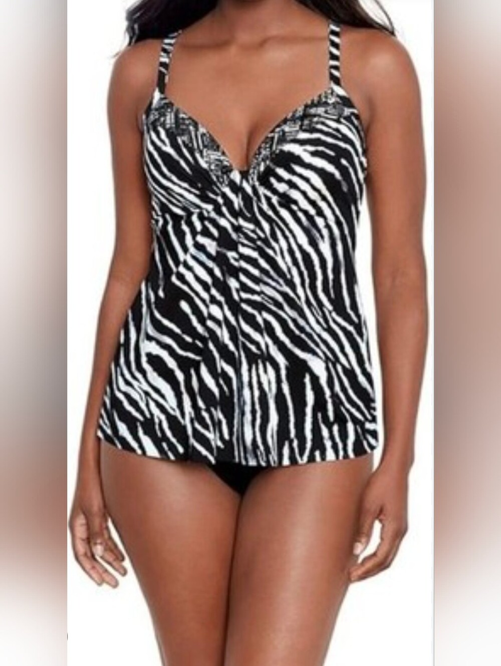 Miraclesuit Tigre Sombra Marina Underwire Tankini Top Size 10
